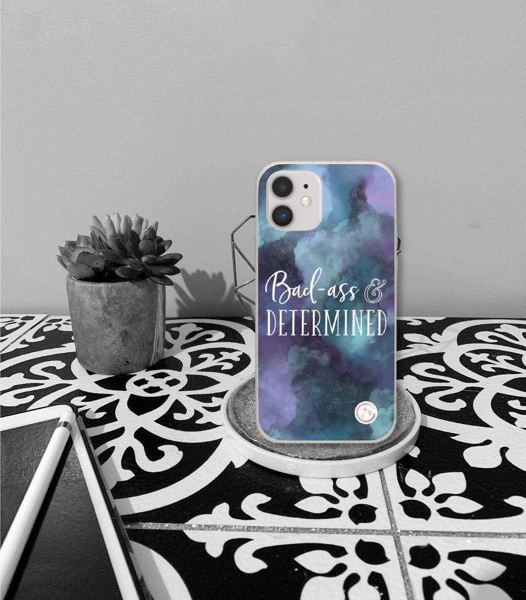 Badass & Determined | Watercolor | Words | Empower | Inspiration | Cell Phone Case | Phone Protection | Perfect Gift - YOU esque