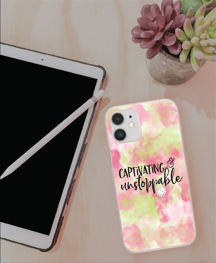 Captivating & Unstoppable | Words | Watercolor | Inspirational Words | Empower | Inspiration | Cell Phone Case | Phone Protection | Perfect Gift - YOU esque