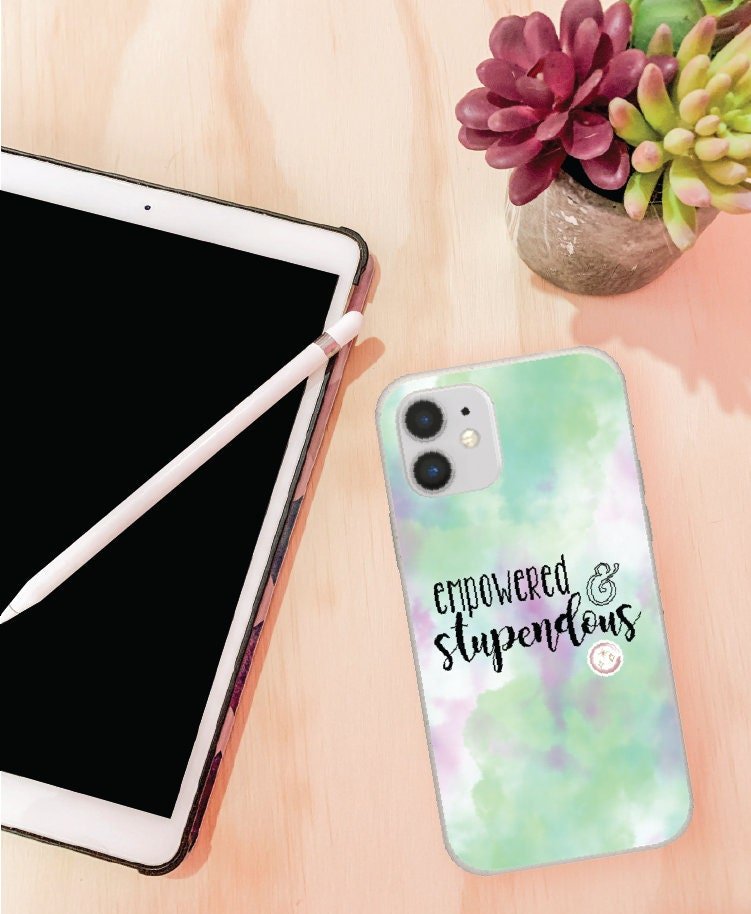 Empowered & Stupendous | Inspirational Words | Watercolor | Blue | Green | Purple | Cell Phone Case | Phone Protection | Perfect Gift - YOU esque