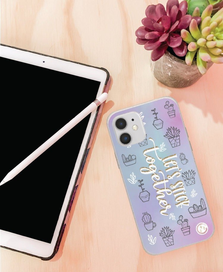 Let's Stick Together | Succulent Plants | Watercolor | Blue and Purple | Cell Phone Case | Phone Protection | Perfect Gift - YOU esque