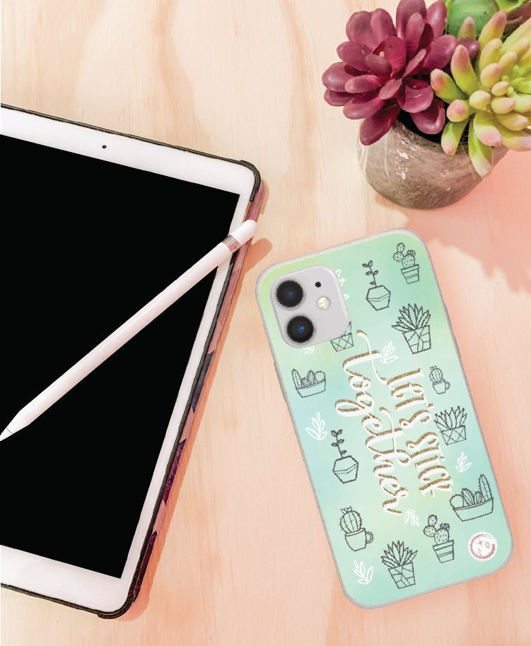 Let's Stick Together | Succulent Plants | Watercolor | Green and Blue | Cell Phone Case | Phone Protection | Perfect Gift - YOU esque