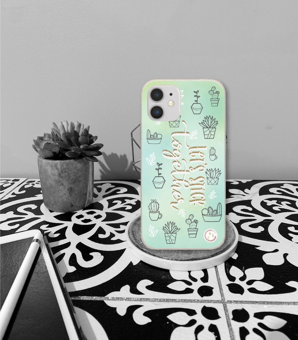 Let's Stick Together | Succulent Plants | Watercolor | Green and Blue | Cell Phone Case | Phone Protection | Perfect Gift - YOU esque