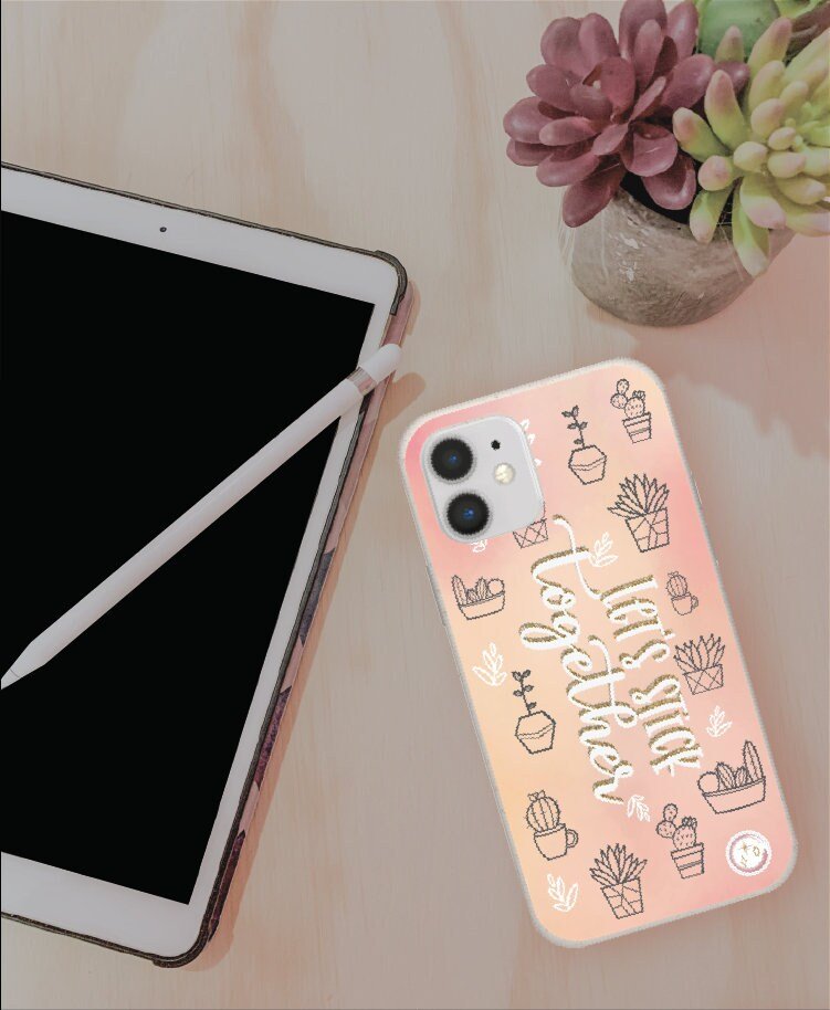 Let's Stick Together | Succulent Plants | Watercolor | Pink and Orange | Cell Phone Case | Phone Protection | Perfect Gift - YOU esque