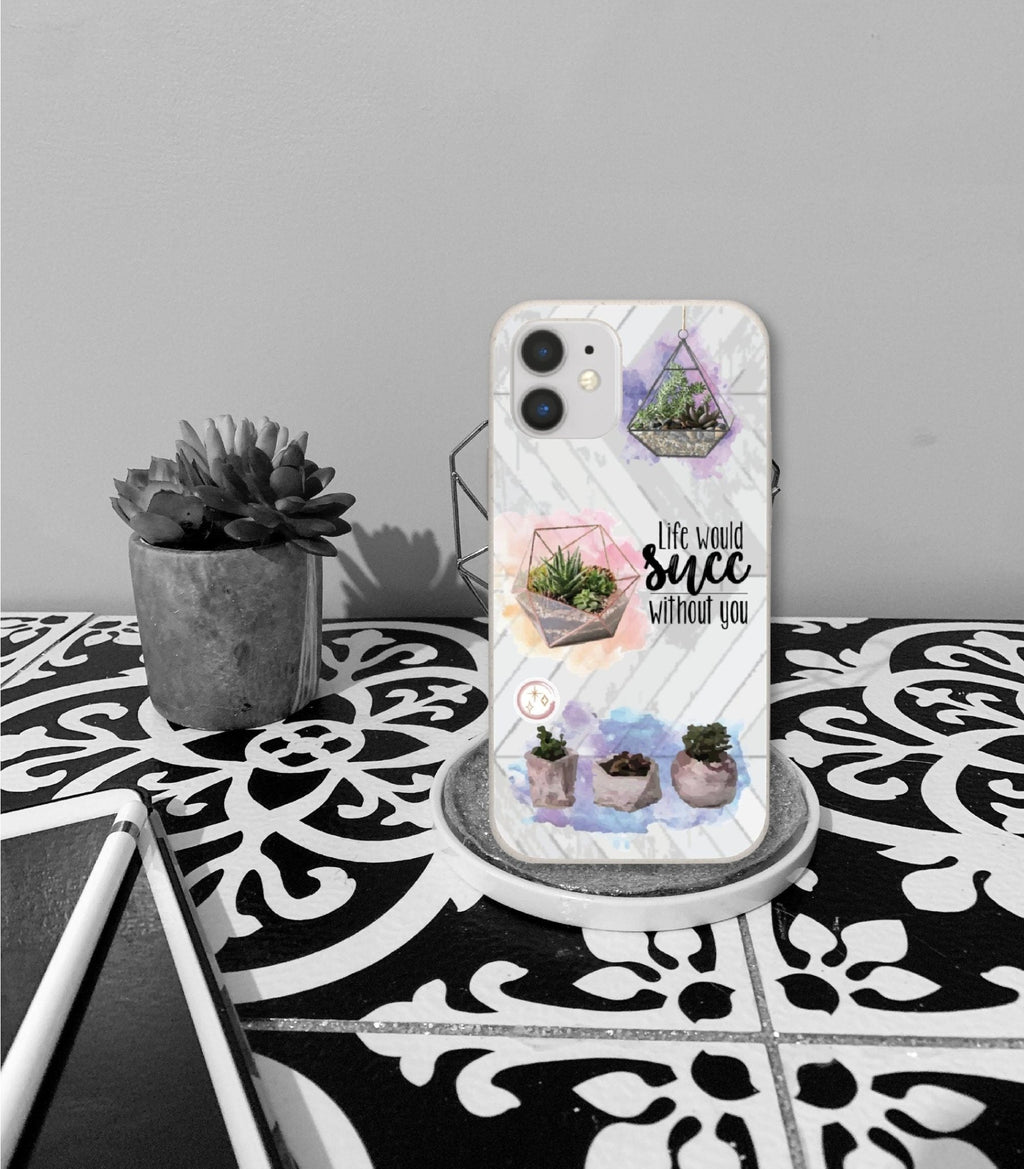 Life Would Succ Without You | Succulent Plant | Watercolor | Quote | Wood | Terrariums | Cell Phone Case | Phone Protection | Perfect Gift - YOU esque