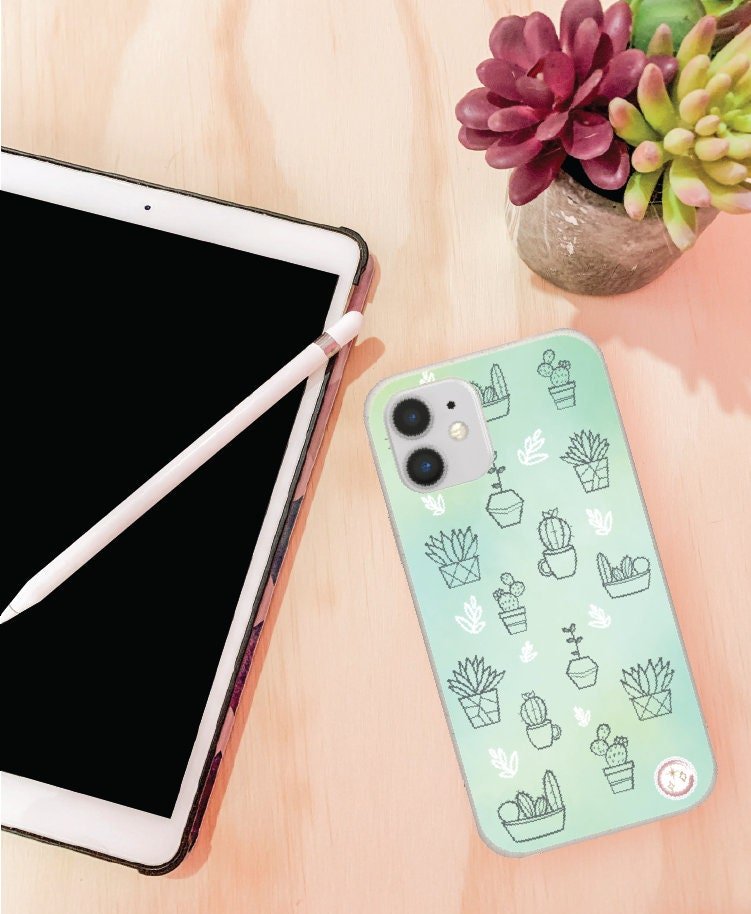 Succulent Plants | Watercolor | Blue and Green | Cell Phone Case | Phone Protection | Perfect Gift - YOU esque