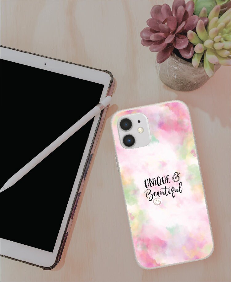 Unique & Beautiful | Watercolor | Quote | Tye Dye | Empowering | Inspirational Words | Cell Phone Case | Phone Protection | Perfect Gift - YOU esque